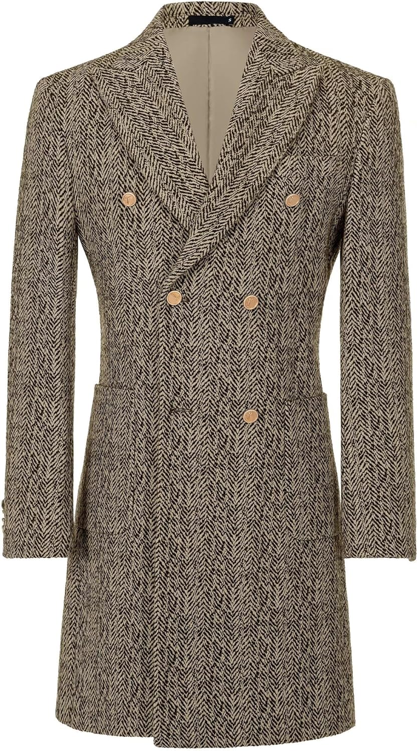 Mens Casual Blazer Coats Wool Blend Men Trench Coat Jacket Double Breasted Classic Warm Men's Sport Coats