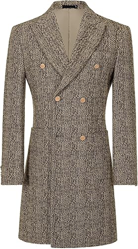 Mens Blazer Jacket Slim Fit Men Sport Coat Herringbone Tweed Men Trench Coat XS 