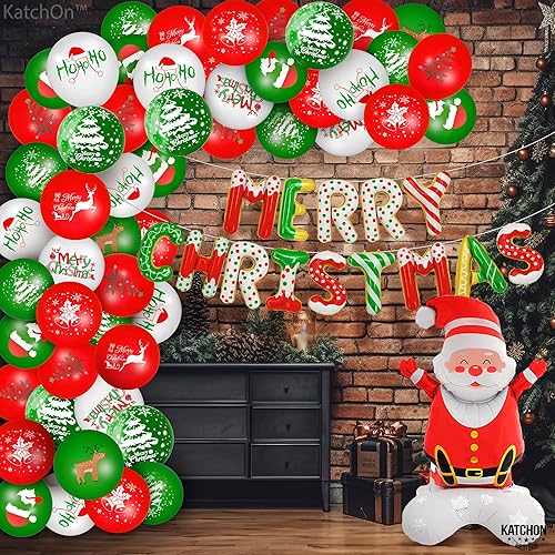 Miniatura 8 de KatchOn, Globos de Navidad de Papá Noel, paquete de 10, grandes, globos de papel de aluminio de Feliz Navidad, globos de Papá Noel, elfos, globos de