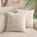 Throw Pillow Covers 18x18 Inch Set of 2 Decorative Linen Textured Spring Modern Square Accent Cushion Covers Boho Farmhouse for Sofa Chair Couch Bed Living Room Home Decor, Olive Green