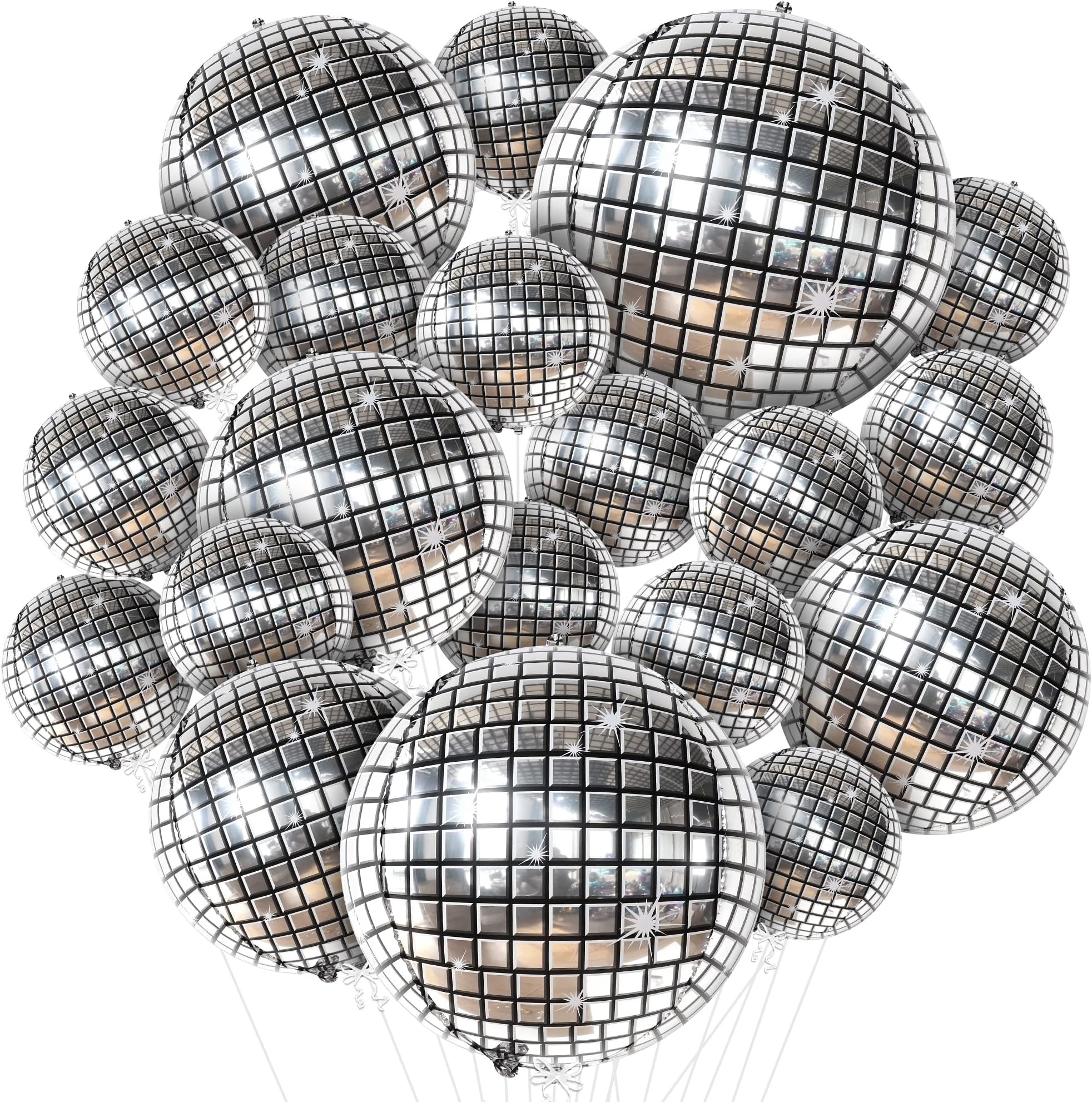 KatchOn, Silver Disco Ball Balloons - 32 Inch, Pack of 20 | Shiny Disco Ball, Disco Party Graduation Decorations 2025 | Prom Balloons | Graduation Decorations Class of 2025