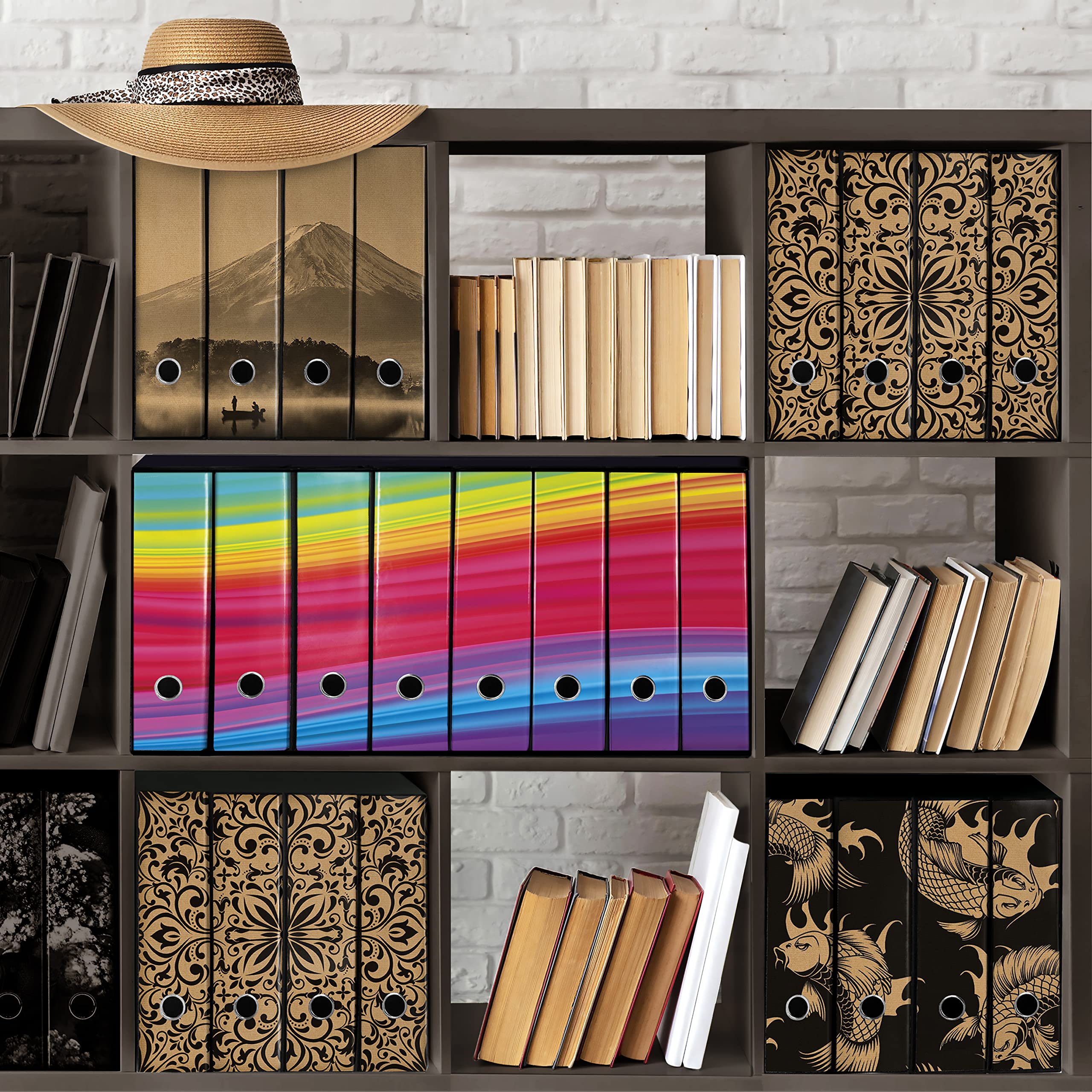 Set da 8 raccoglitori ad anelli ARCOBALENO - Faldoni SHAREPRINTING (H34 con 2 anelli)
