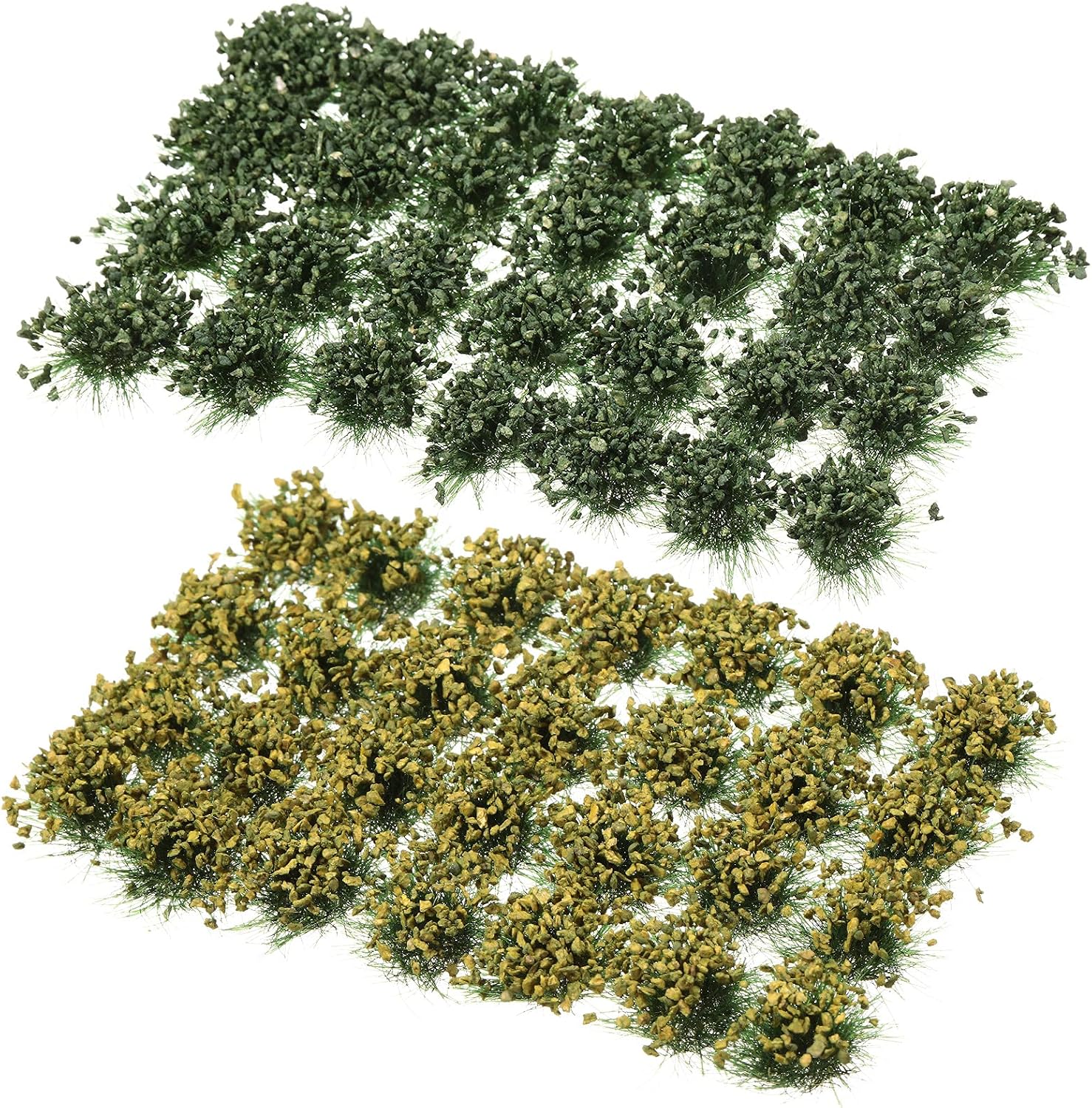 Honoson 56 Pieces Miniature Green Bushy Tufts Lowland Shrubs Tuft Terrain Model Kit for Train Landscape Railroad Scenery Military Layout Model Gaming Terrain Scale Train Accessories