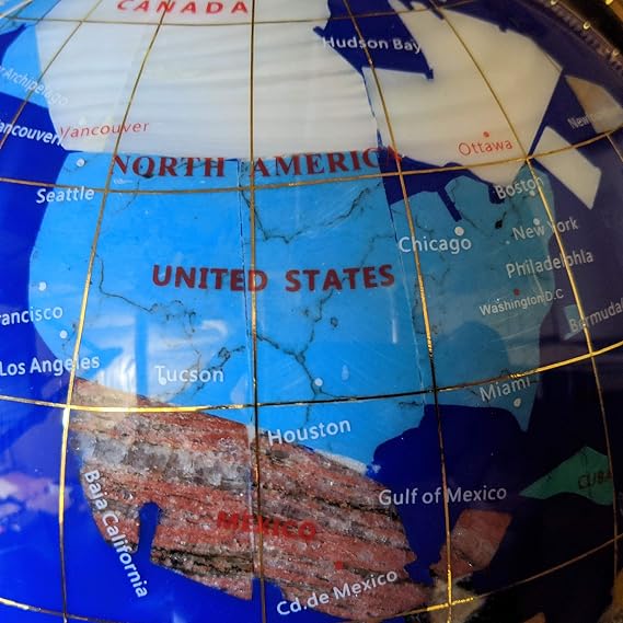 14 Blue Lapis Gemstone Globe with Gold Stand