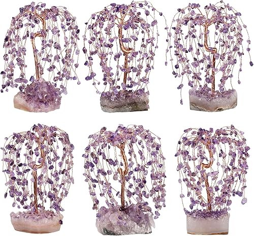 Miniatura 4 de mookaitedecor Árbol de cristal de amatista natural con base de cristal de racimo de amatista, figura de árbol de dinero bonsái de Feng Shui para