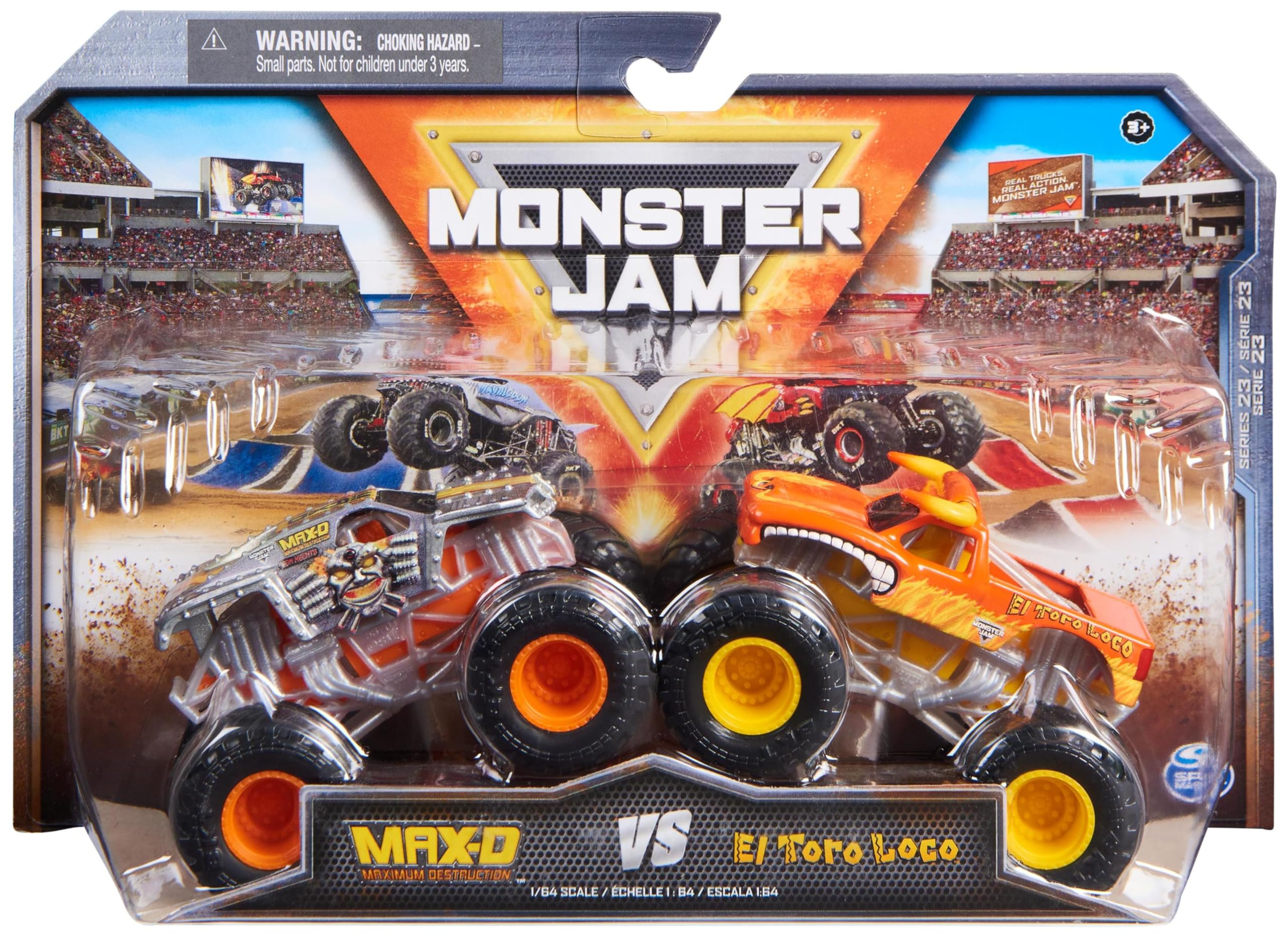 Monster Jam, camiones monstruo de metal Dragon vs. Sparkle Smash oficiales, escala 1:64, juguetes para niños a partir de 3 años