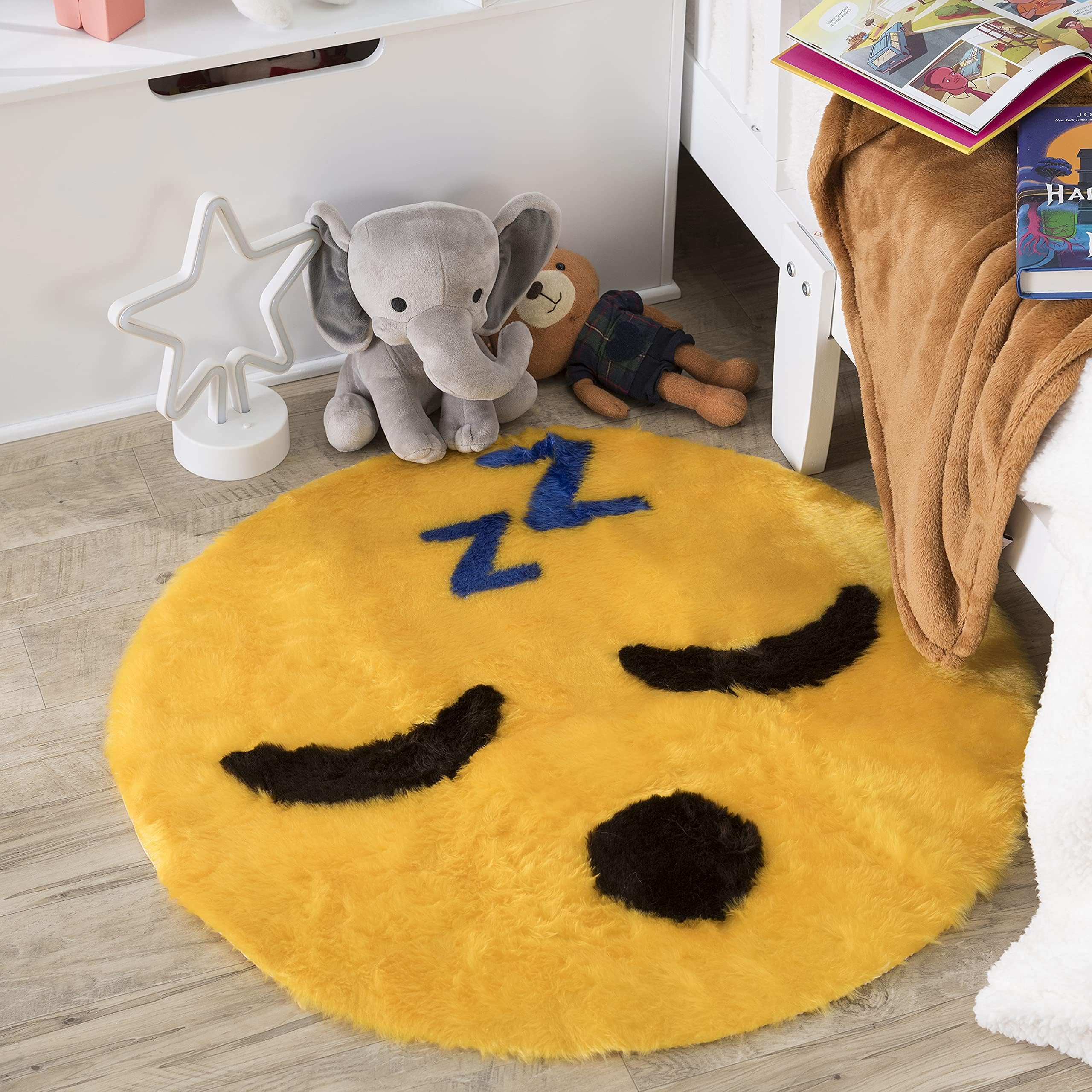 Walk on Me Emoji Rug - Soft and Cute - Made in France - Perfect Emoji Mat Fit for Any Room - Dorm Bed Bathroom Kids Room Emojis (Sleeping)