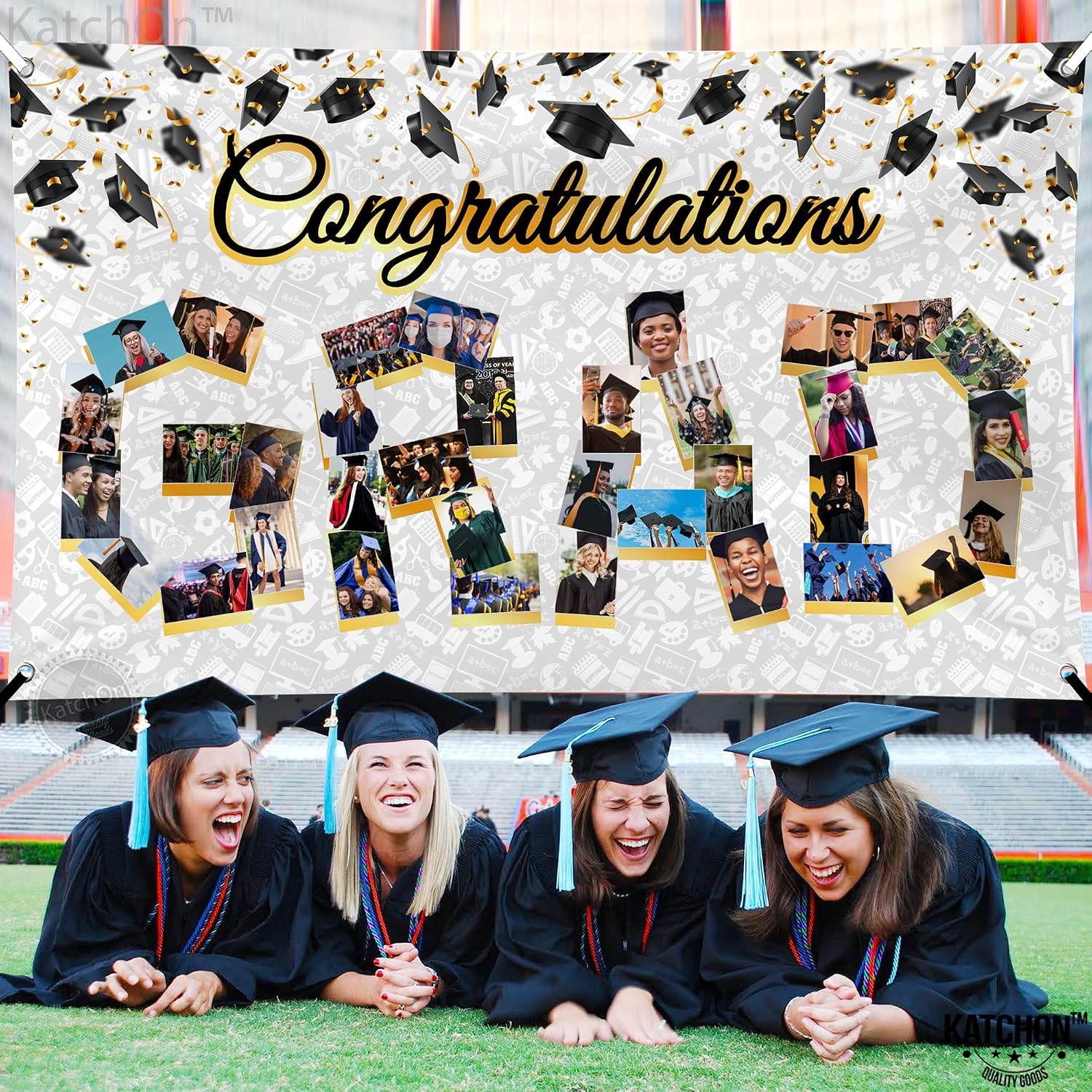 KatchOn, Congratulations Graduation Photo Banner - 72x44 Inch | Graduation Picture Display, Graduation Photo Display Personalized Graduation Banner | Graduation Decorations Class of 2026 | White Graduation Backdrop
