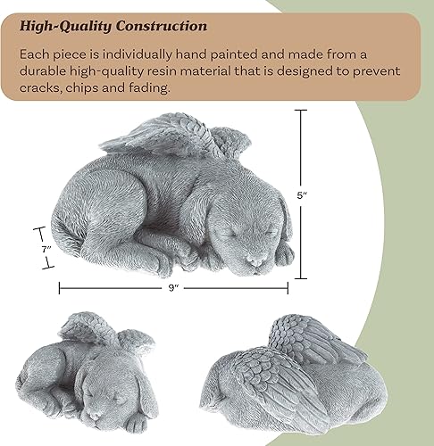 Miniatura 4 de Pure Garden - Escultura de recuerdo para tumbas para honrar a una mascota apreciada. Escultura de perro durmiendo, ángel, figurilla en piedra.