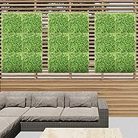 Vista 2 de E&K Panel de valla de plantas artificiales de 20 x 20 pulgadas, hojas sintéticas, césped, panel decorativo para interiores y exteriores