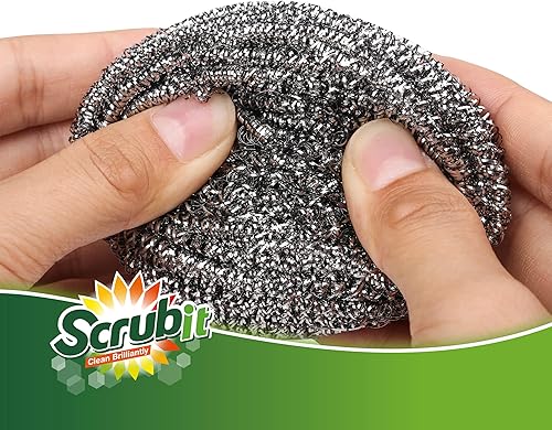 Miniatura 6 de Scrub It - Juego de 12 estropajos de acero inoxidable para limpiar platos, ollas, sartenes y hornos. Fácil de fregar para una limpieza difícil de la