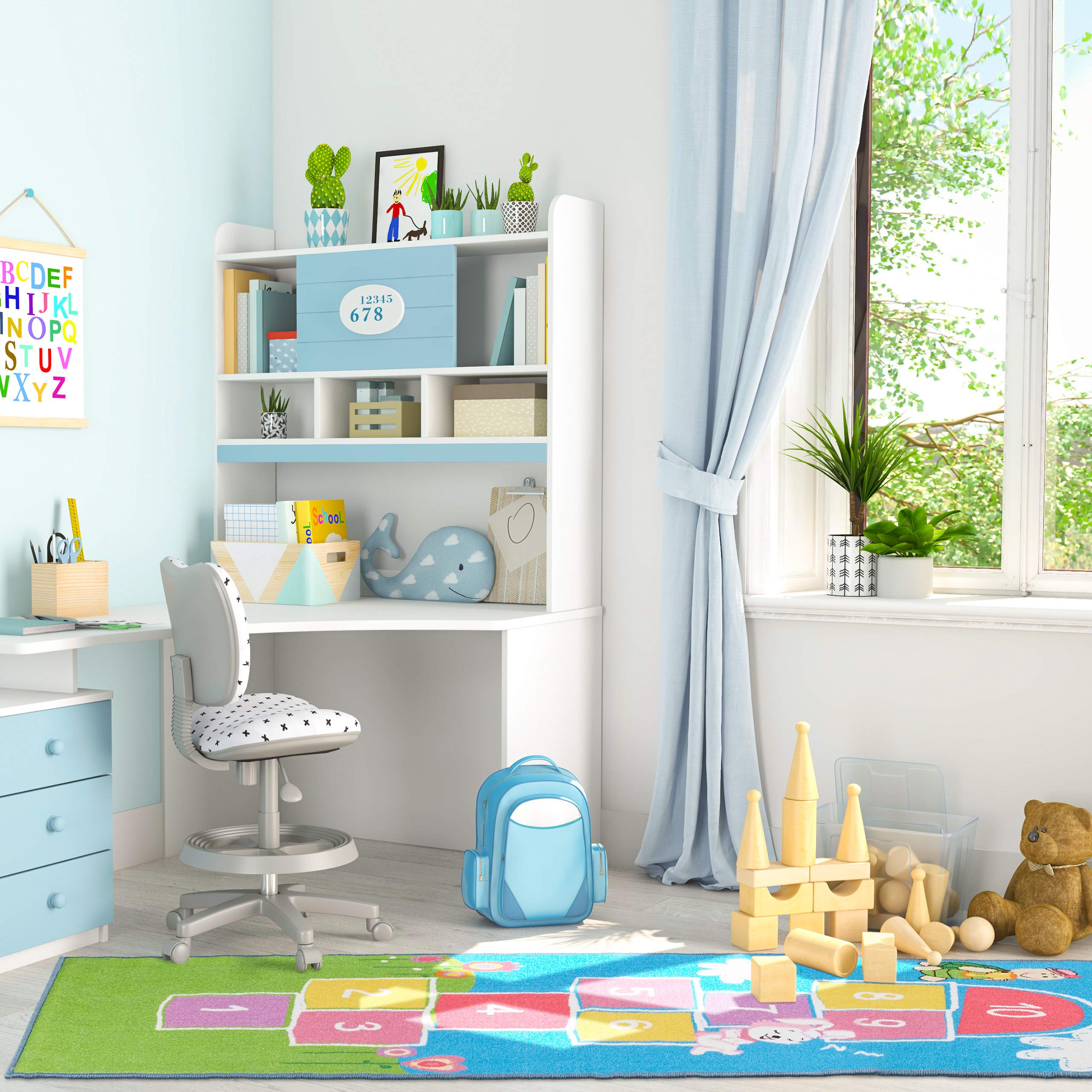 Relaxdays Tapis de marelle, 180 x 70 cm, 10 Cases, à Poils Courts, Dessous caoutchouté, Jeu éducatif, Multicolore