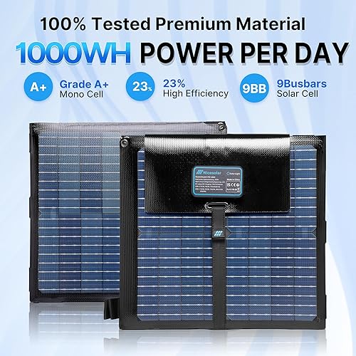 Miniatura 3 de Nicesolar Panel solar plegable de 200 W para generador de estación de energía portátil cargador solar portátil con doble USB A y C PD de 65 W IP67