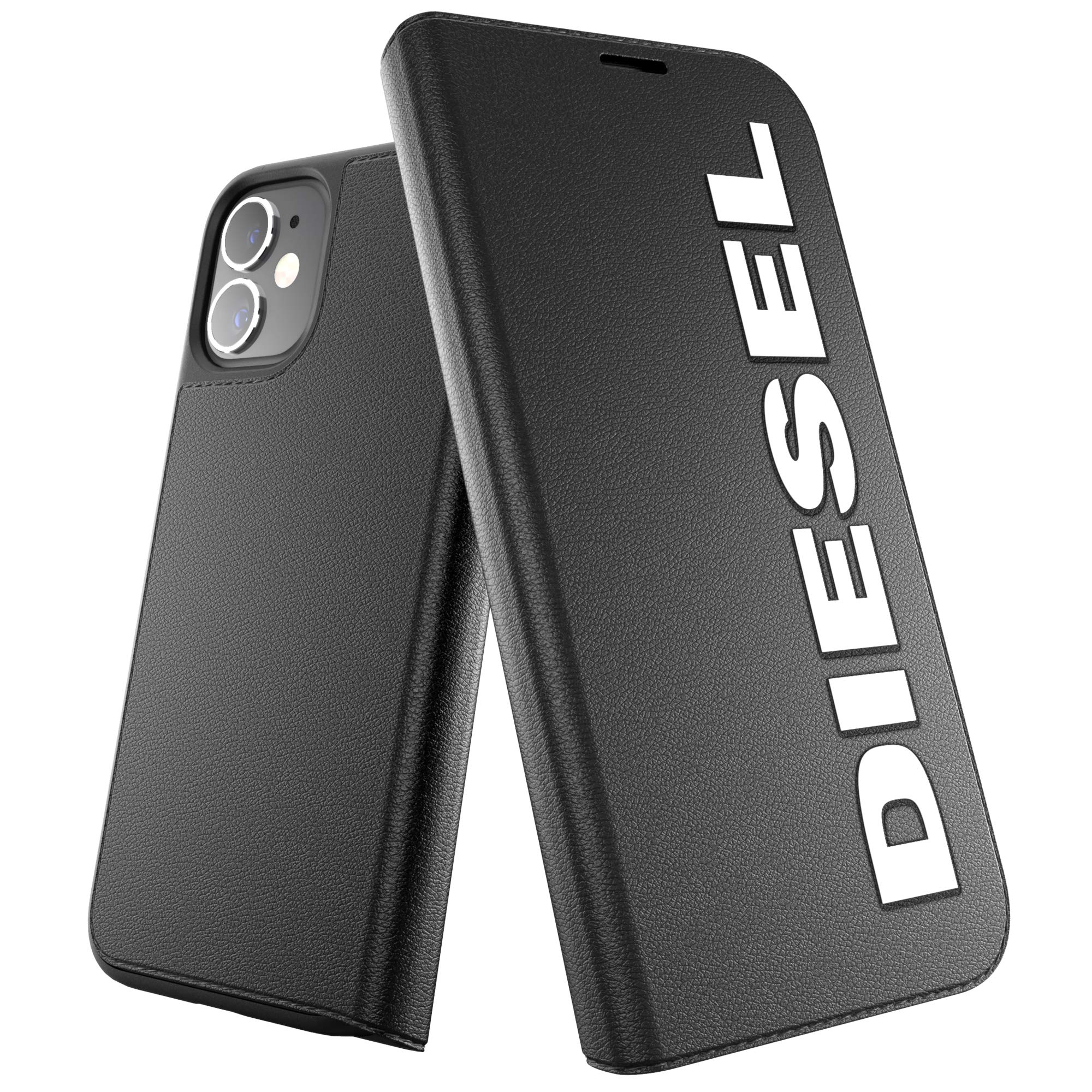 Diesel Designed for iPhone 12 Mini 5.4 Case, Booklet Case, Shockproof, Drop Tested Protective Cover with Raised Edges, Black/White