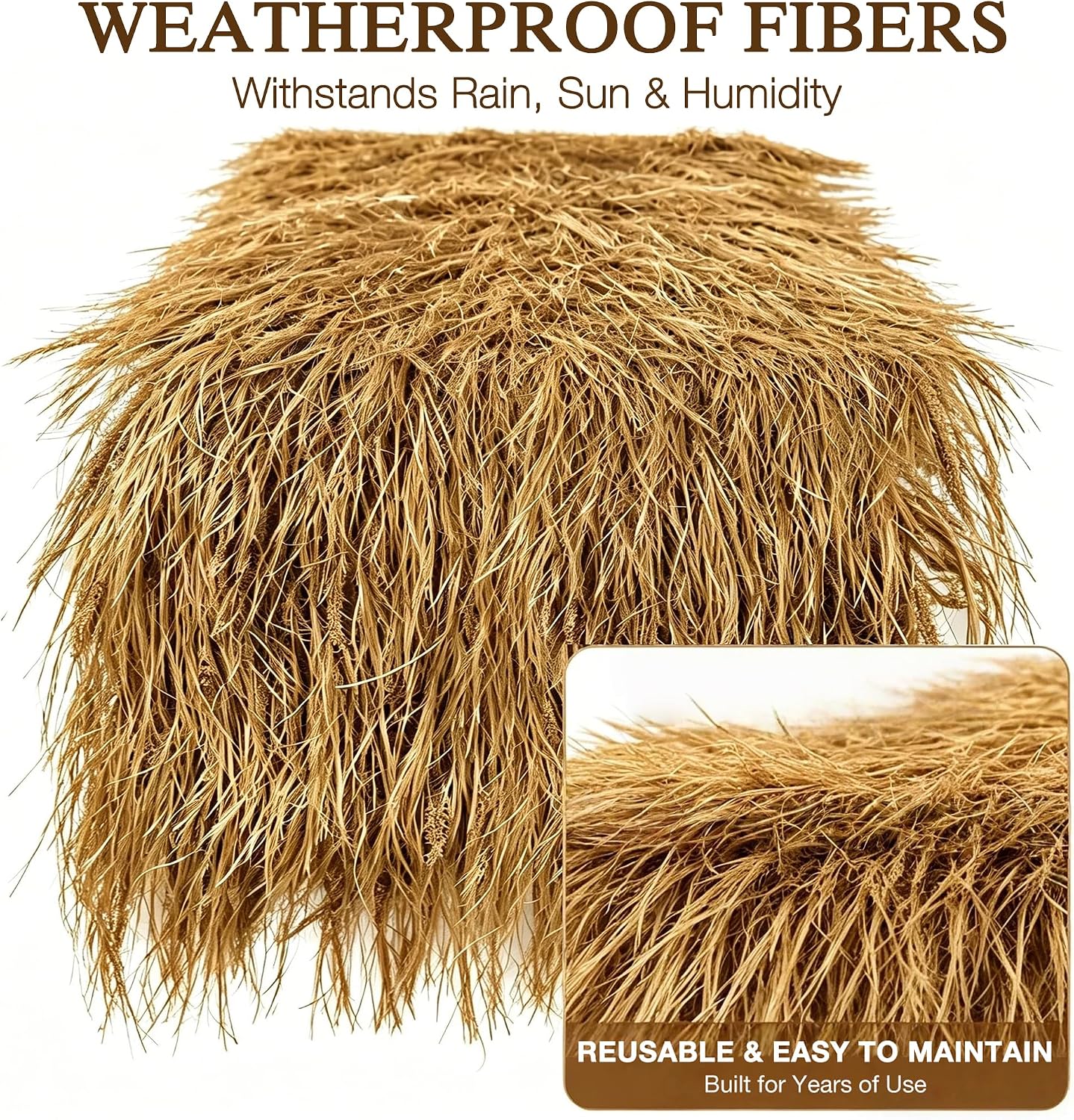 XLX TURF Fake Thatch Hay Table Runner 72 Inches Tiki Bar Western Cowboy Hawaiian Party Decorations - Realistic Artificial Straw Grass for Farm Wild One Birthday Table Centerpieces, DIY Crafts
