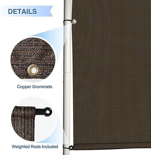 Miniatura 5 de E&K Sunrise - Toldo para exteriores de 8 x 12 pies, con ojales, varillas con peso, bloqueo UV, para pérgola, patio, terraza, patio trasero (marrón)