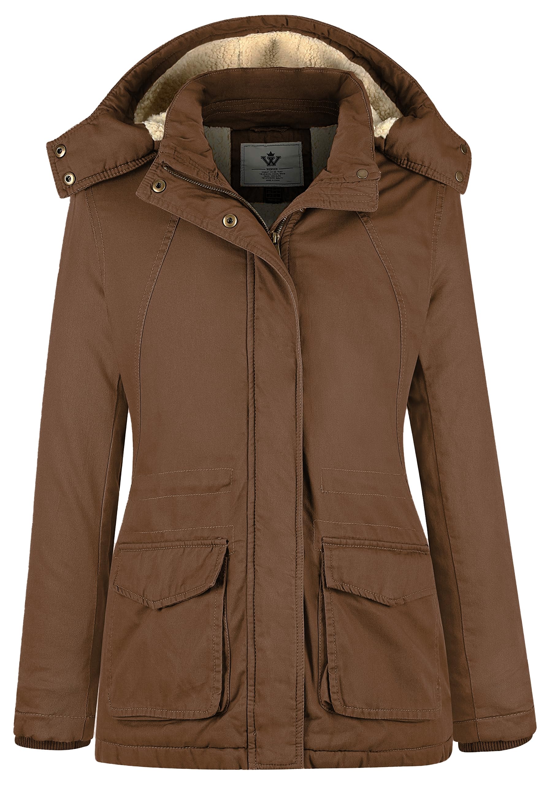 WenVen Women's Winter Warm Sherpa Lined Jacket Heavy Parka Coat with Hood