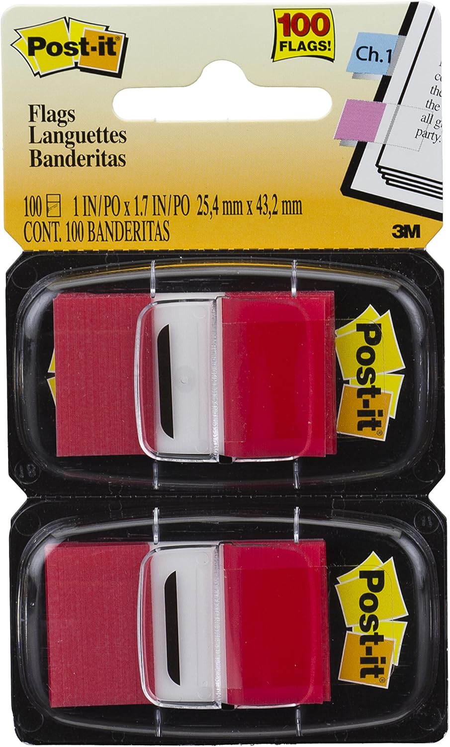 Postit Flags, 50/Dispenser, 2 Dispensers/Pack, 1 in Wide