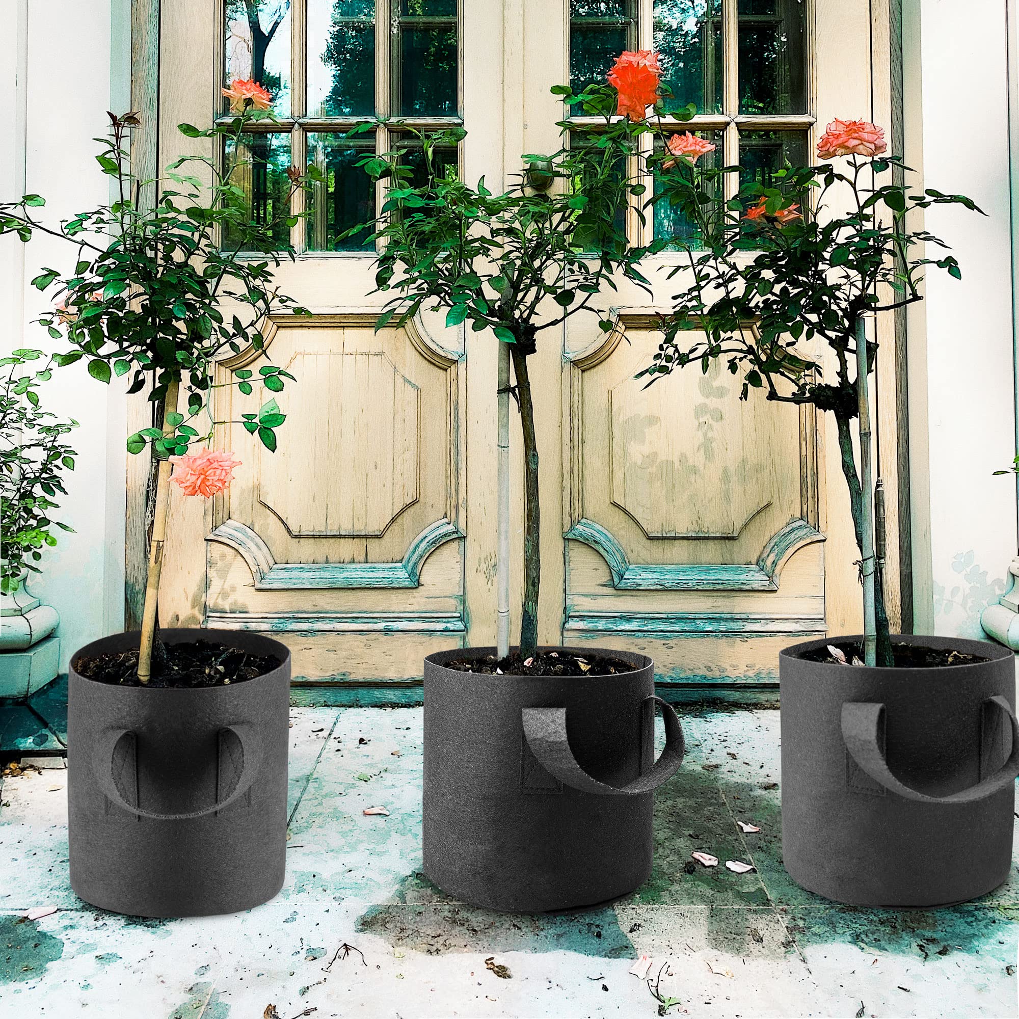 Paquete de 8 macetas de lirio para estanque, macetas duraderas para estanque, bolsas de plantación para plantas de estanque en tela negra, contenedores flotantes para cultivar nenúfares, papas