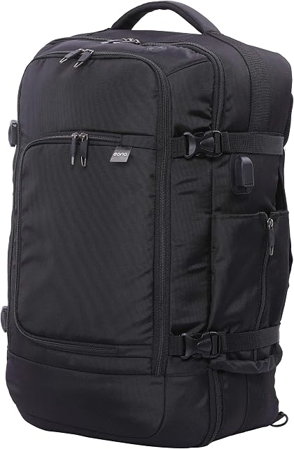Amazon Brand Eono 39L Hand Cabin Luggage Backpack for up to 15.6 Laptop Carry On Rucksack Holdall Travel Daypack Flight Bag 55x35x20 Black