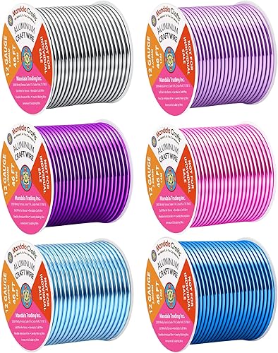 Miniatura 385 de Mandala Crafts - Alambre de aluminio anodizado de calibre 8 para joyería - 39 m de alambre flexible neutro colorido - Flexible para creación