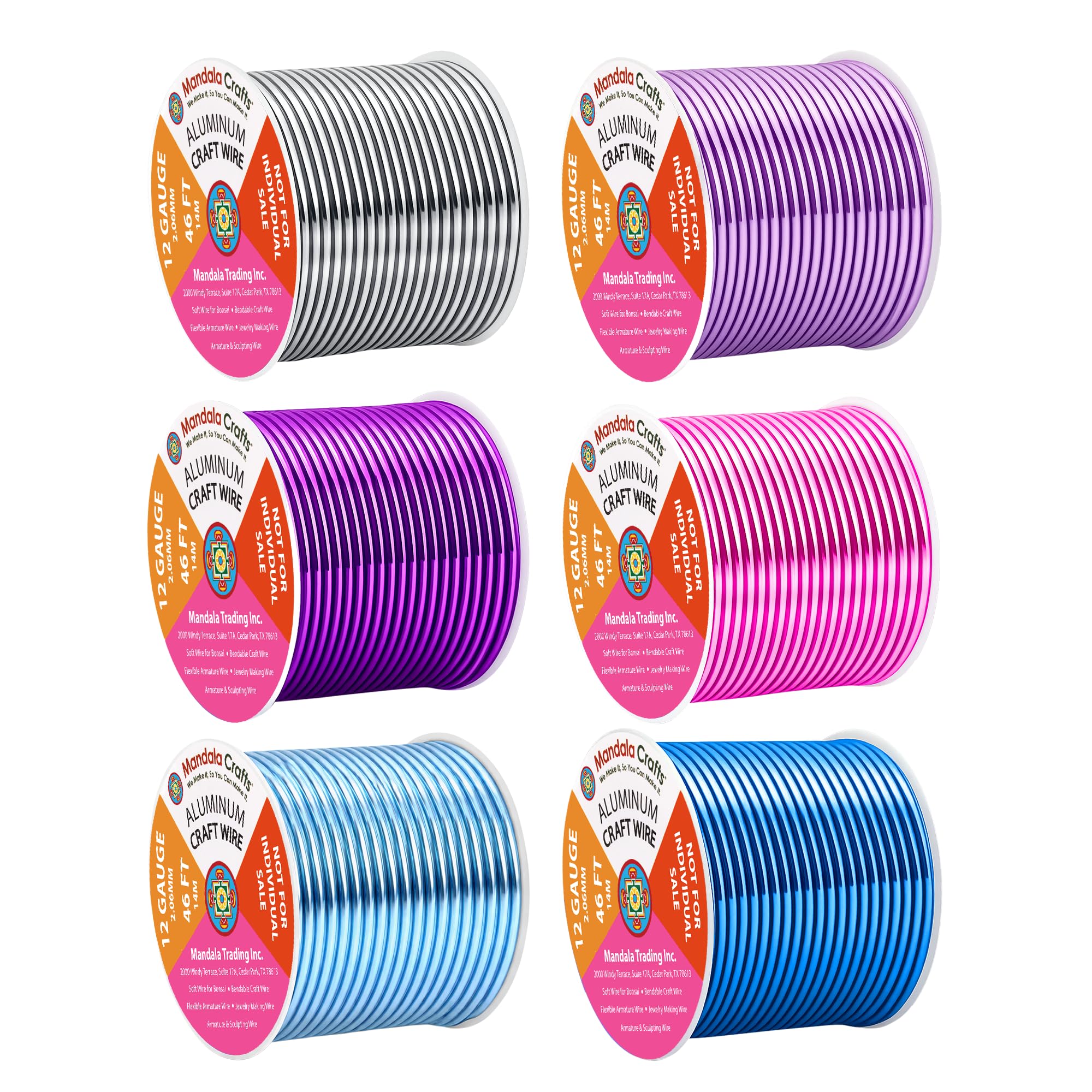 Mandala Crafts 12 GA Turquoise Pink Assorted Anodized Aluminum Craft Wire