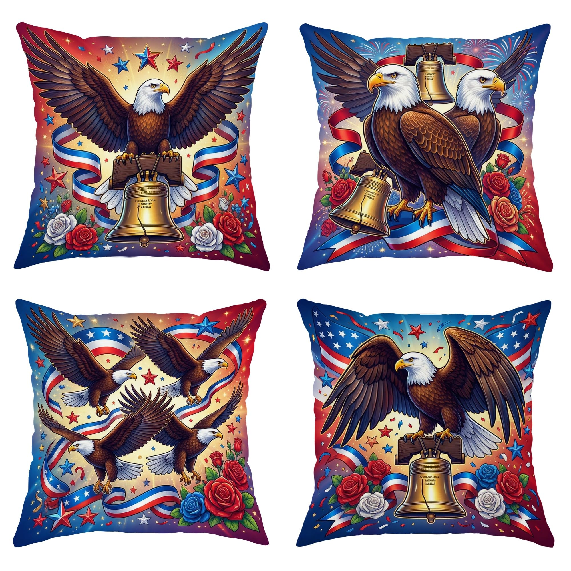 Housse de coussin aigle lot de 4 velours rouge pour décoration salon et chambre