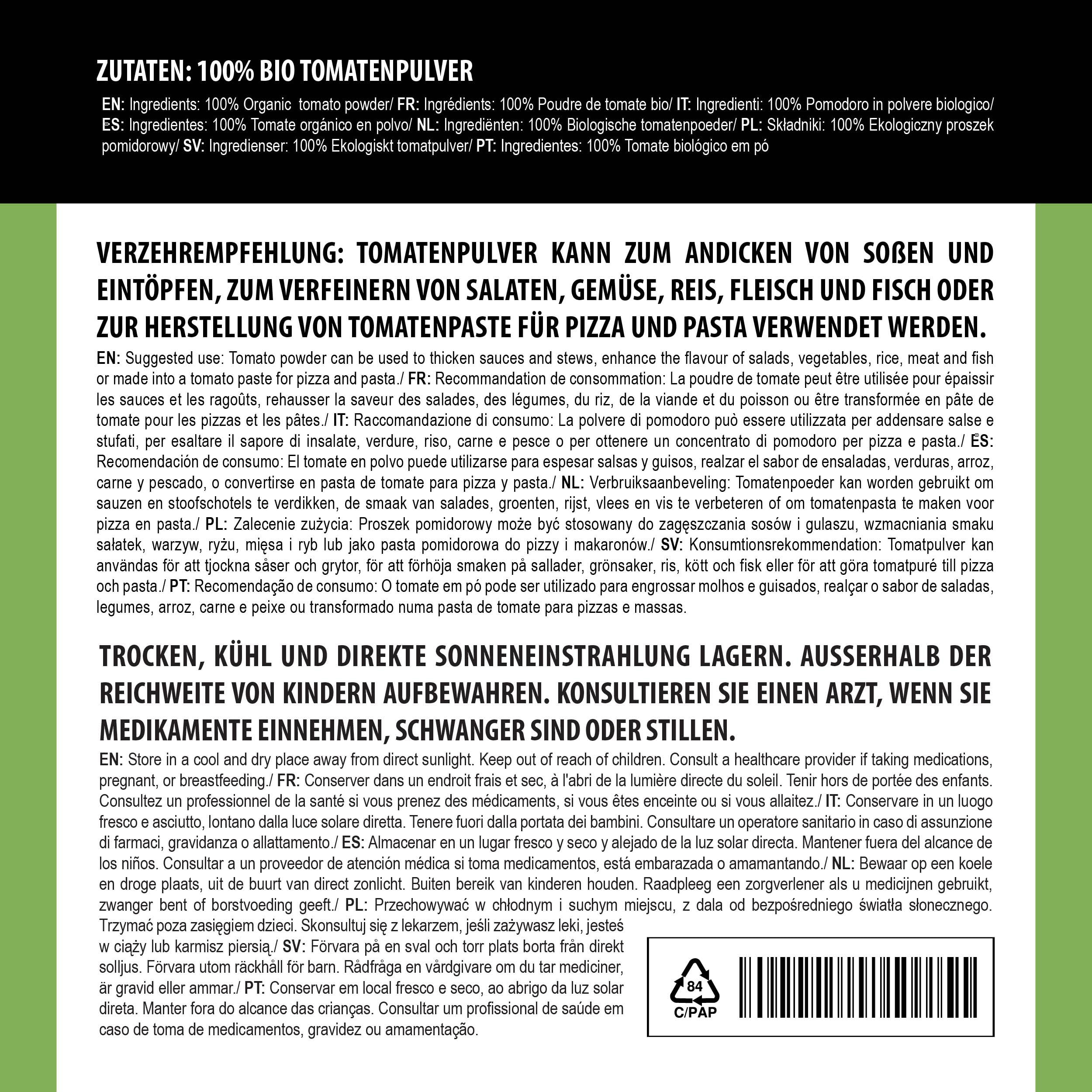 Alpi Nature Tomates BIO Séchées en Poudre 250g, Tomates Séchées et Moulues, Assaisonnement à la Tomate