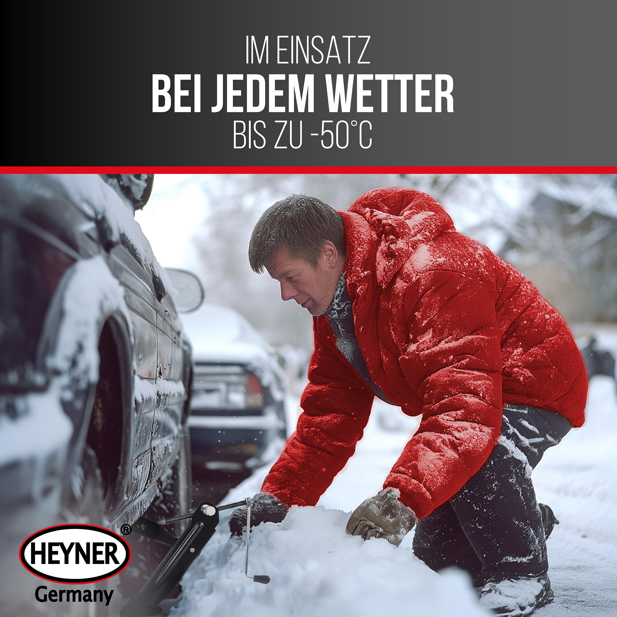 HEYNER® OEM Scherenwagenheber mit 1,1 t Tragkraft passend für VW Caddy | Geeignet ab Baujahr 2011, Nur für Frontantrieb Modelle, Erstausrüsterqualität, Top Qualität Made in EU, inklusive Tasche