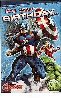 Boys Birthday Card - Marvel Birthday Card - Birthday Boy Card - Avengers Birthday Card - Featuting Captain America, Hulk &...