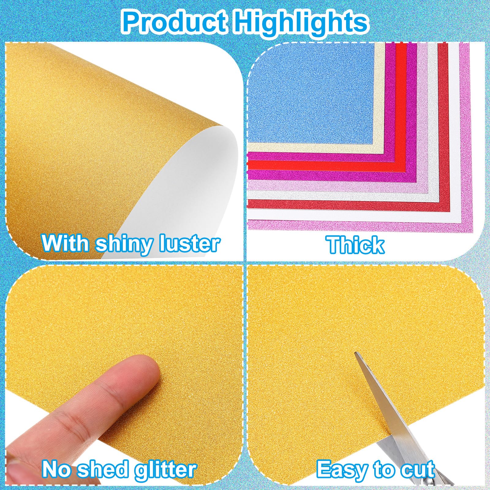 PATIKIL 20Sheets Gold Glitter Cardstock Paper - Image 3