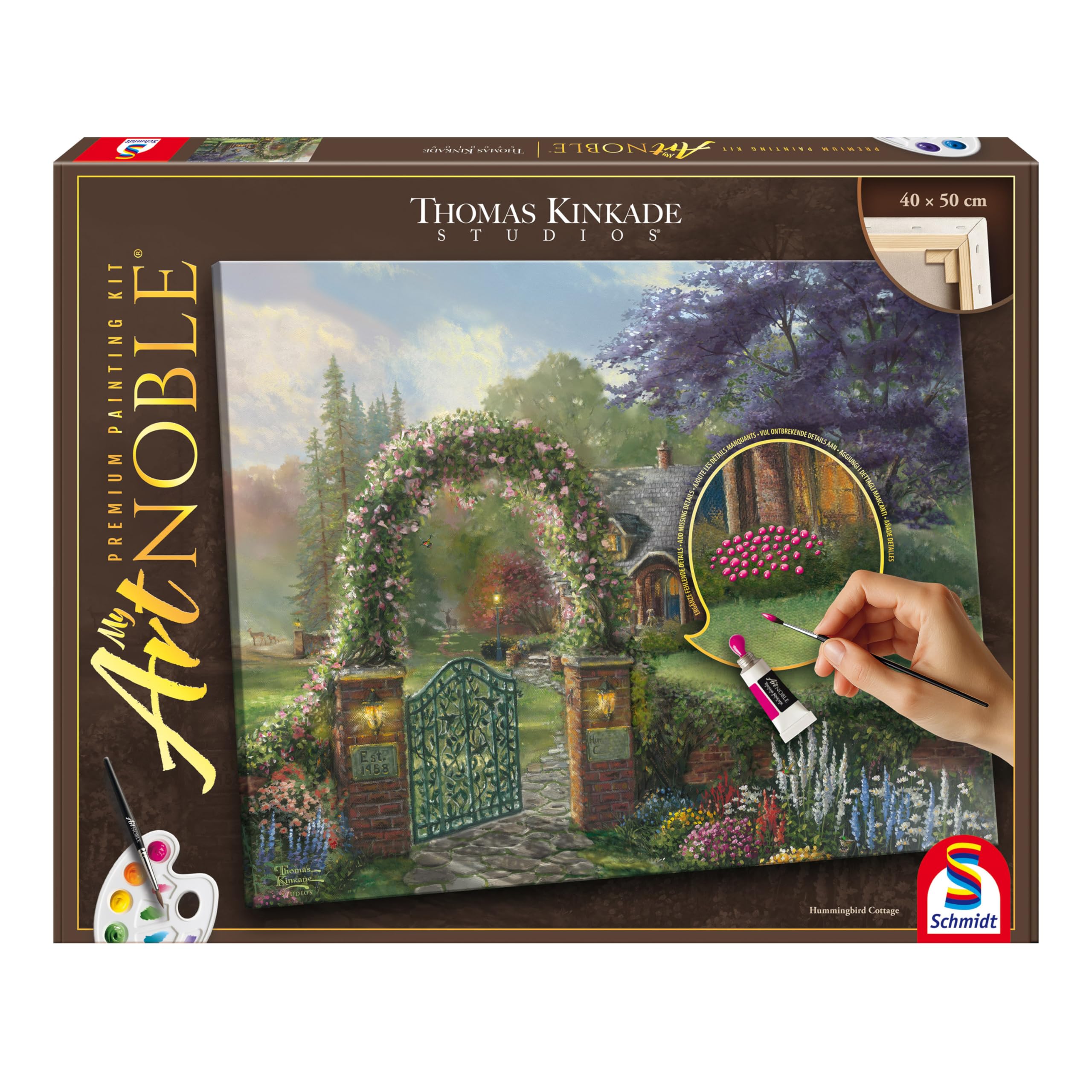 Schmidt Spiele 46166 My ArtNoble, Thomas Kinkade, Hummingbird Cottage, Painting Kit, Arts and Crafts