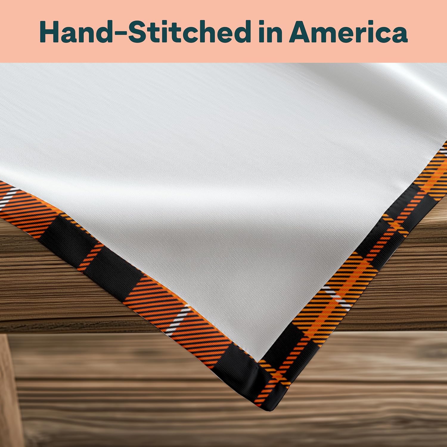 Black and Orange Plaid Fall Table Runners | Halloween Table Decor | Washable, Stain & Wrinkle Resistant | USA Made | 14 x 90 Inches Long