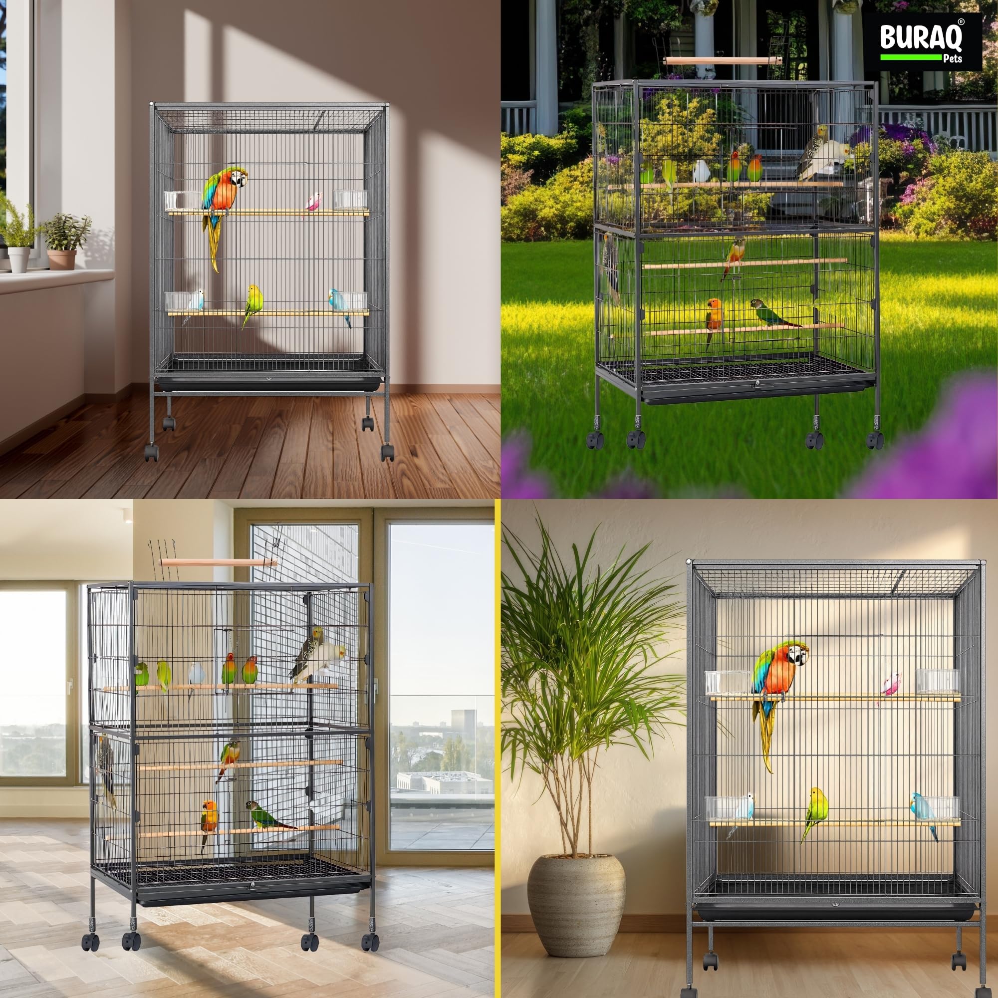 Buraq Pets 38 Inch Extedanble Large Bird Cage | Heavy Duty 2