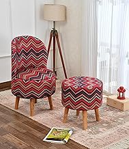 NACIA Printed Ottoman Pouffes Chair Stool for Living Room Furniture Sitting Dressing Table Pouf Sofa Puffy Stool Room, Pouffes for Sitting Foot Rest, (18x32 Inch, Zik Zak)