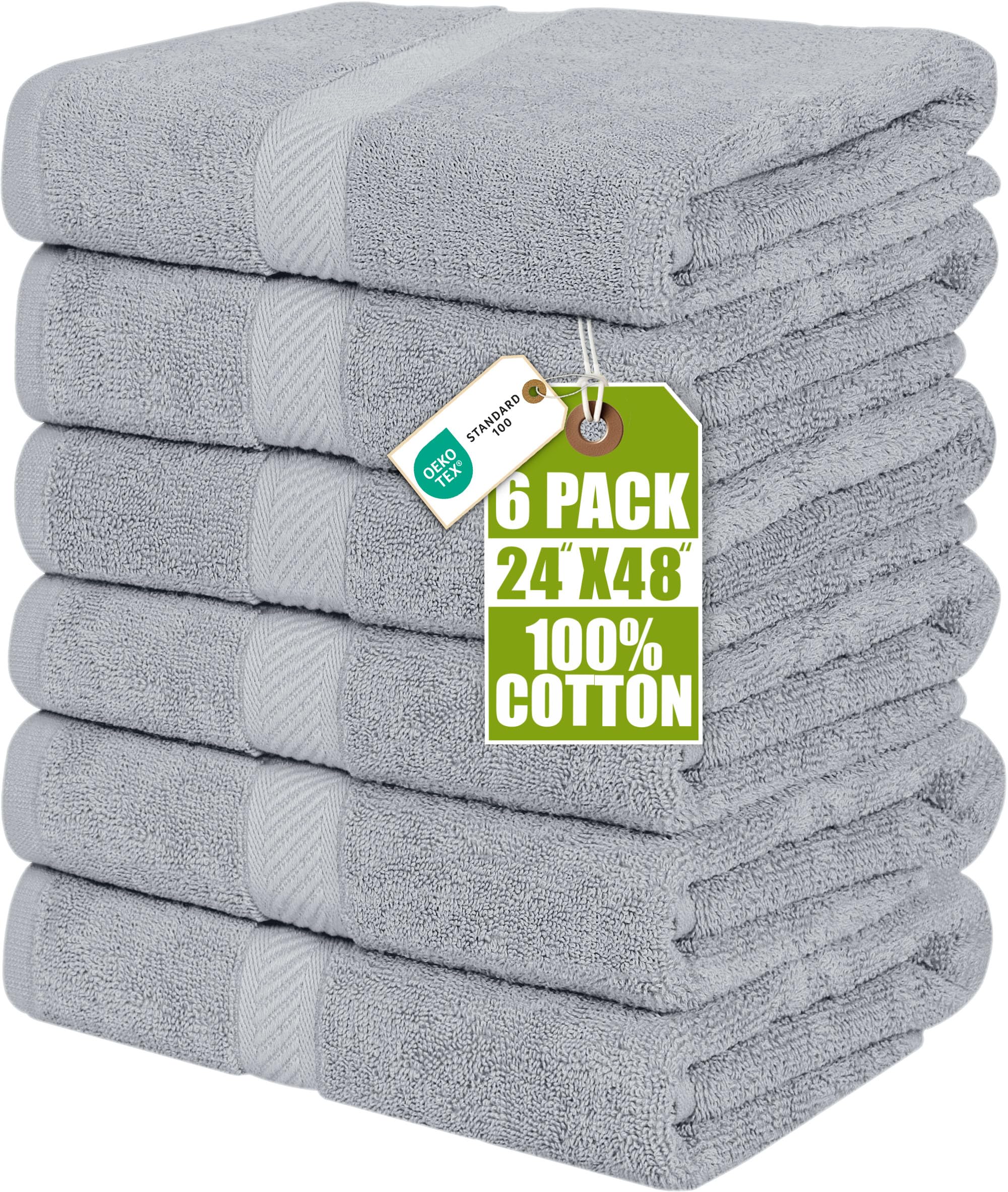 Utopia Towels Lot de 6 serviettes de bain moyennes, 500 g/m², 100 % coton filé à l'anneau, légères et très absorbantes, séchage rapide, pour hôtel, spa et salle de bain, 61 x 122 cm, gris électrique