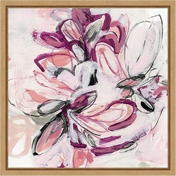 Amanti Art Framed Canvas Wall Art 16x16 Fuchsia Floral II by June Erica Vess, Framed Wall Art Canvas, Abstract Artwork, Modern Decor, Small Poster Painting for Living Room, Bedroom, Bathroom, Kitchen