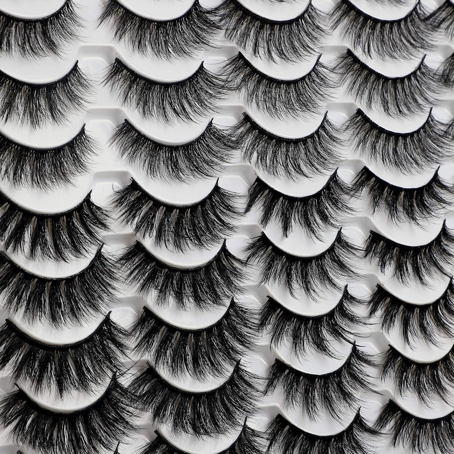 JIMIRE 30 Pairs False Eyelashes 6 Styles Mixed Lashes Pack Fluffy Natural Fake Lashes 3D Wispy Volume Faux Mink Lashes for Variety Makeup