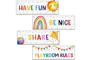 Playroom Rules Wall Decor - Inspirational Wooden Signs for Kids