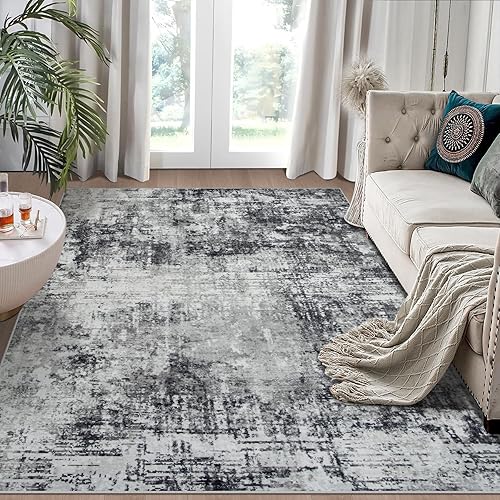 Miniatura 13 de Alfombra lavable de 8 x 10 pies para sala de estar, alfombra grande moderna para comedor, dormitorio, antideslizante, 8 x 10 pies, para interiores,