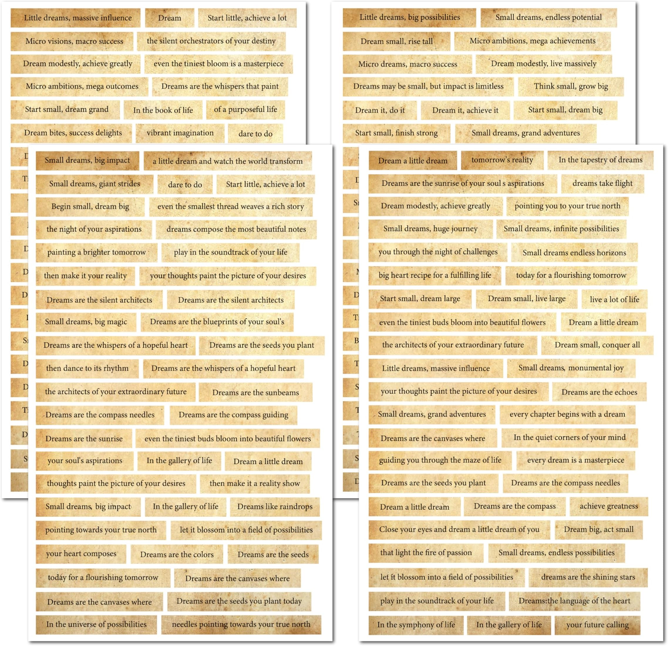 4 Sheet Positive Quotes Scrapbook Stickers for journals Daily Planner