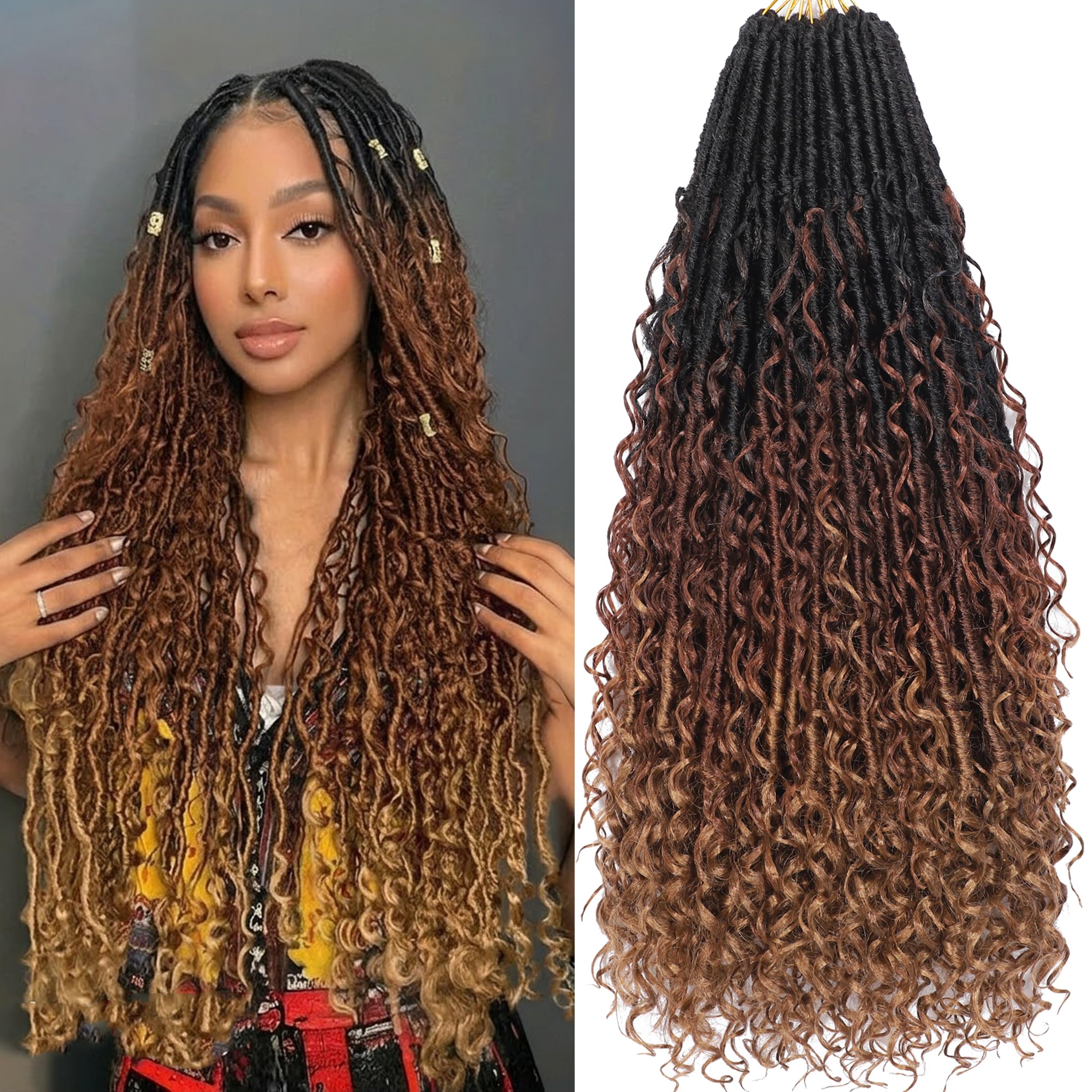 BOHEMIAN GROVE 二枚セット　デスコア Amazon.com : Goddess Locs Crochet Hair 18 Inch Pre Looped Braiding