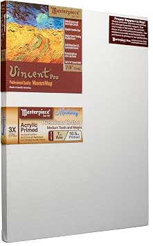 MASTERPIECE 41006 Vincent Pro 7/8" Deep Monterey 10.5 oz Cotton Medium Texture Stretched Canvas 5" x 7"