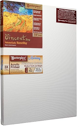 MASTERPIECE 41056 Vincent Pro 7/8" Deep Monterey 10.5 oz Cotton Medium Texture Stretched Canvas 24" x 30"