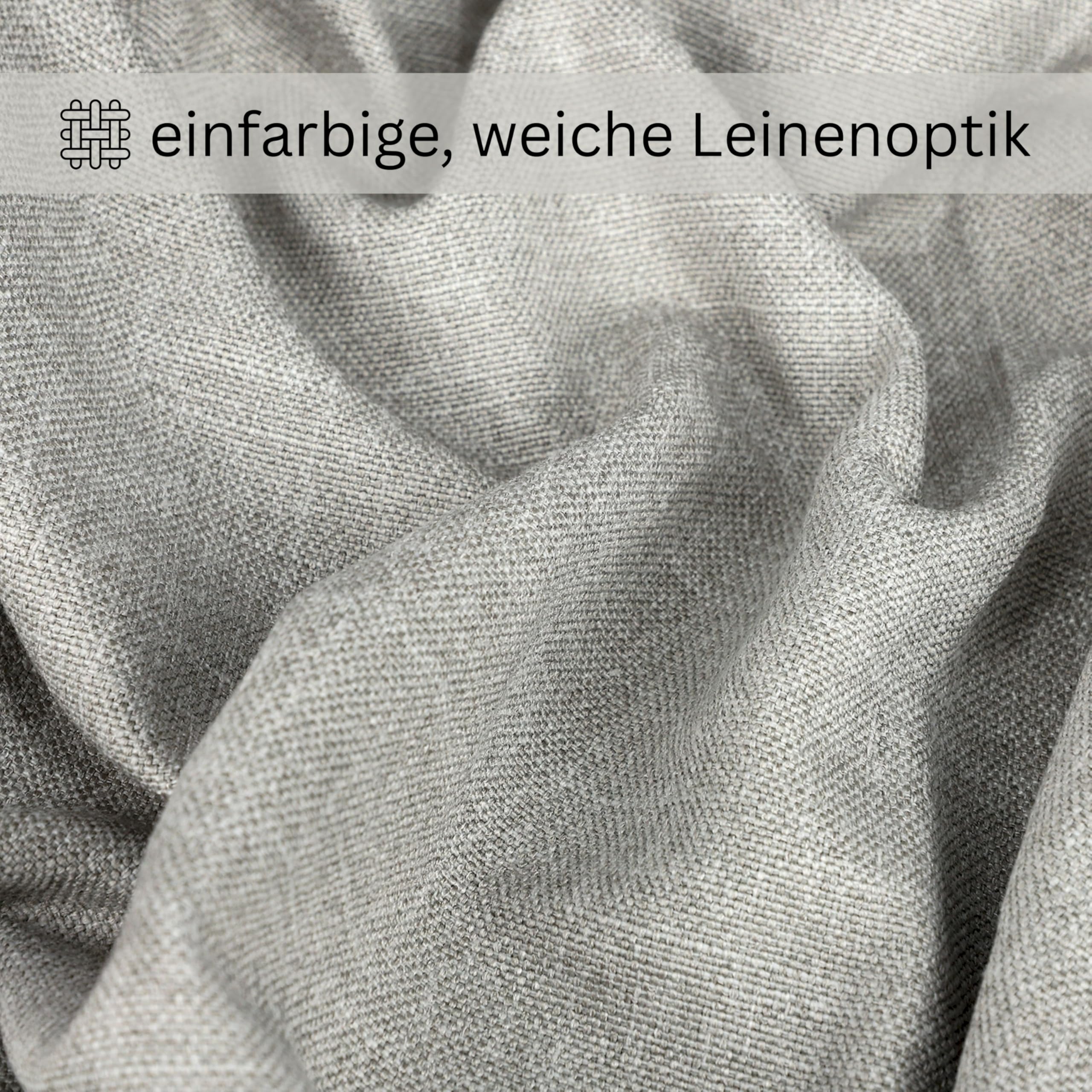 SCHÖNER WOHNEN Vorhang Blickdicht mit Ösen - Blickdichte Gardinen 245 cm lang - Fenster Vorhänge deko - Moderne Leinenoptik für Wohnzimmer ESS- & Küchenbereich Thermovorhang Hitzeschutz - Grau