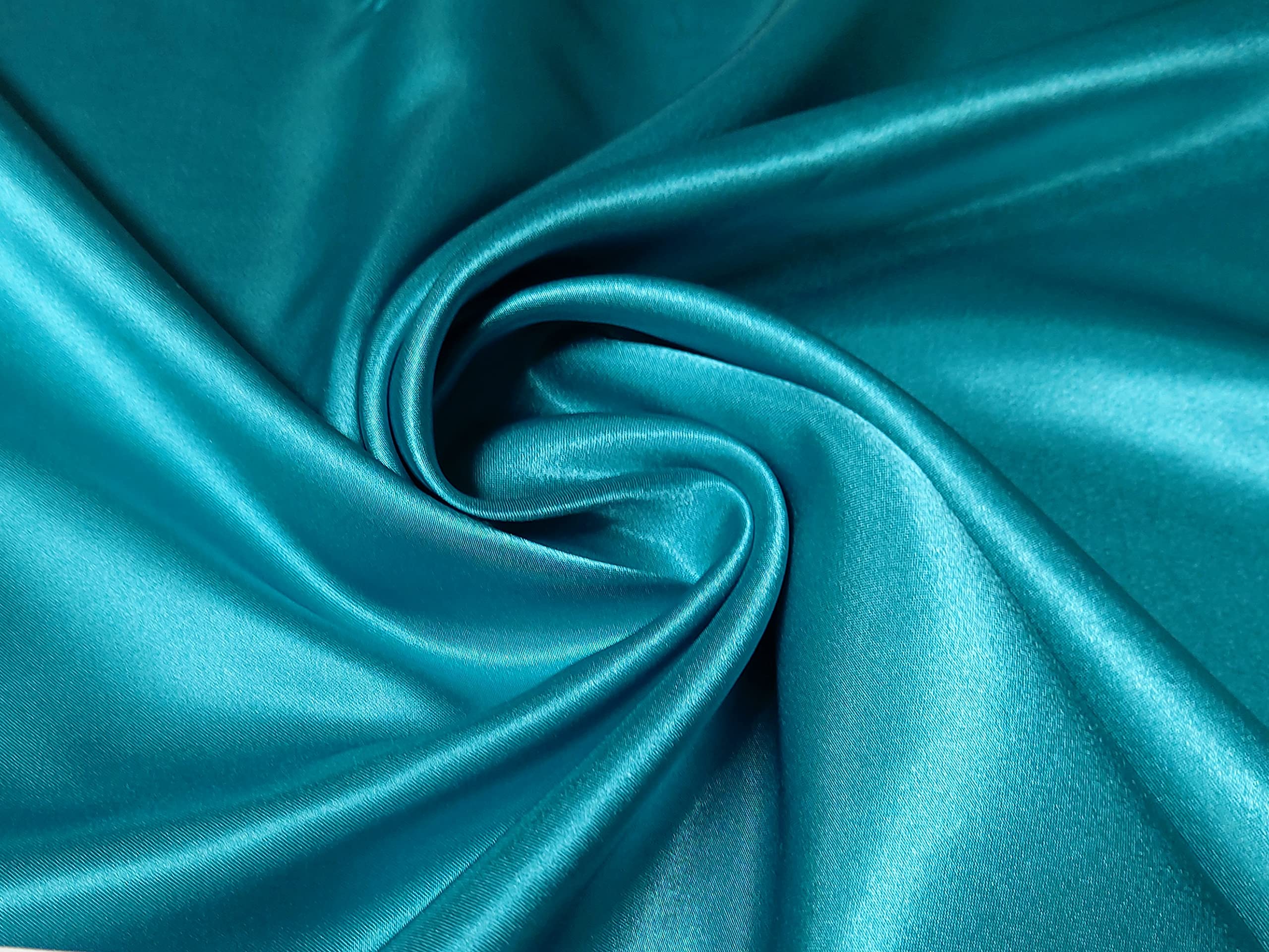 Polyester Liquid Satin Fabric Material Turquoise, 1Mtr - 145cm x 100cm