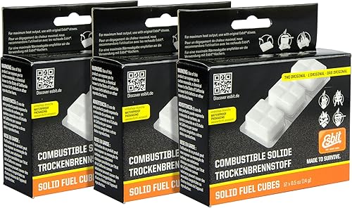 Esbit 1300 grados sin humo sólido 049oz pastillas de combustible para mochilero camping y preparación de emergencia
