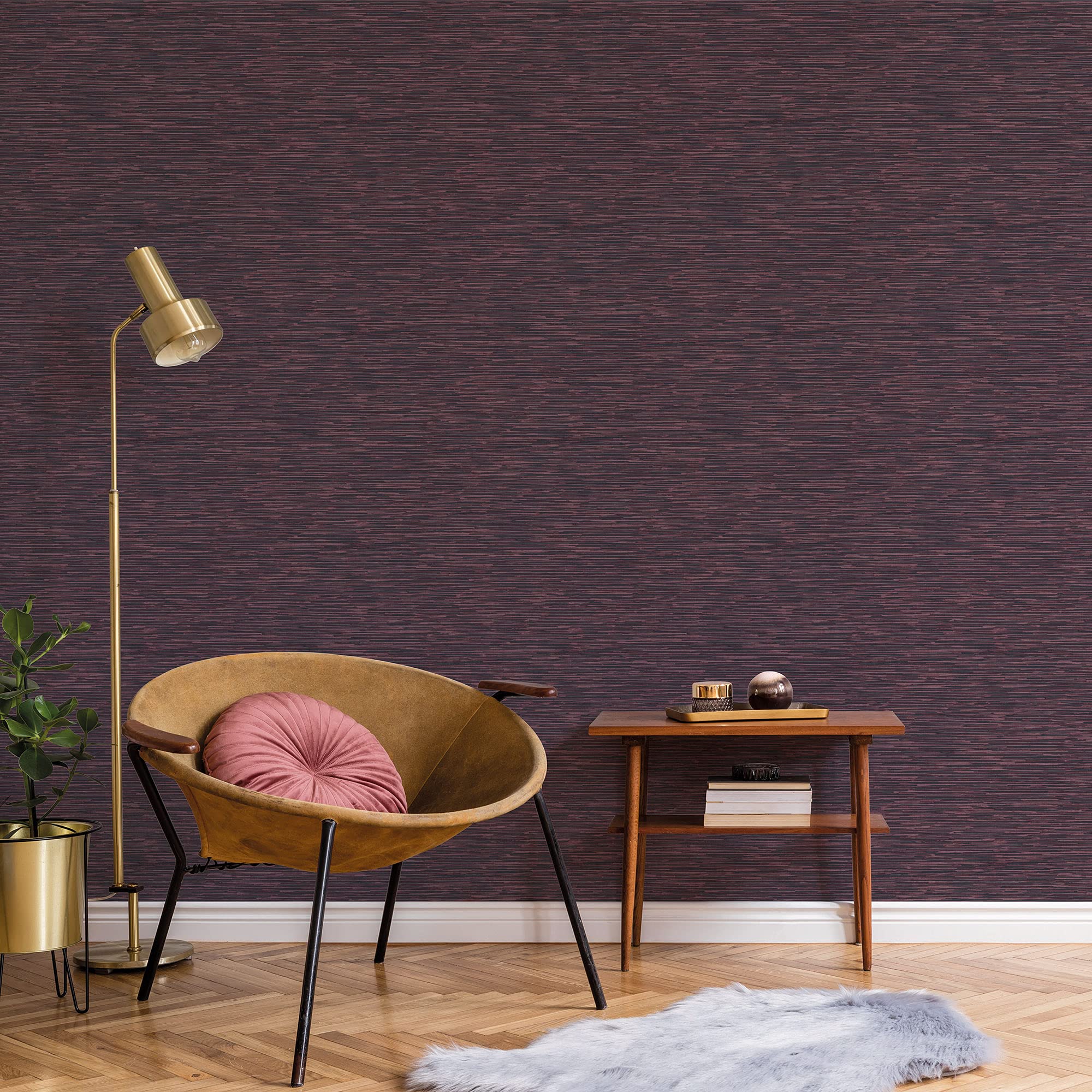 Galerie G56588 TexStyle Collection, Bronze Effect Wallpaper, Cranberry/Navy, 10m x 53cm - Image 2