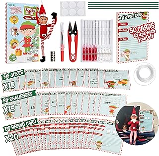 Ultimate Elf Accessory Pack- DIY Posable Tool Kit PLUS Bonus 50 Shelf Activity Cards, Jokes & Challenges to Make Your Holiday More Fun - Make your Elf AWESOME & Flexible this Holiday Christmas Season