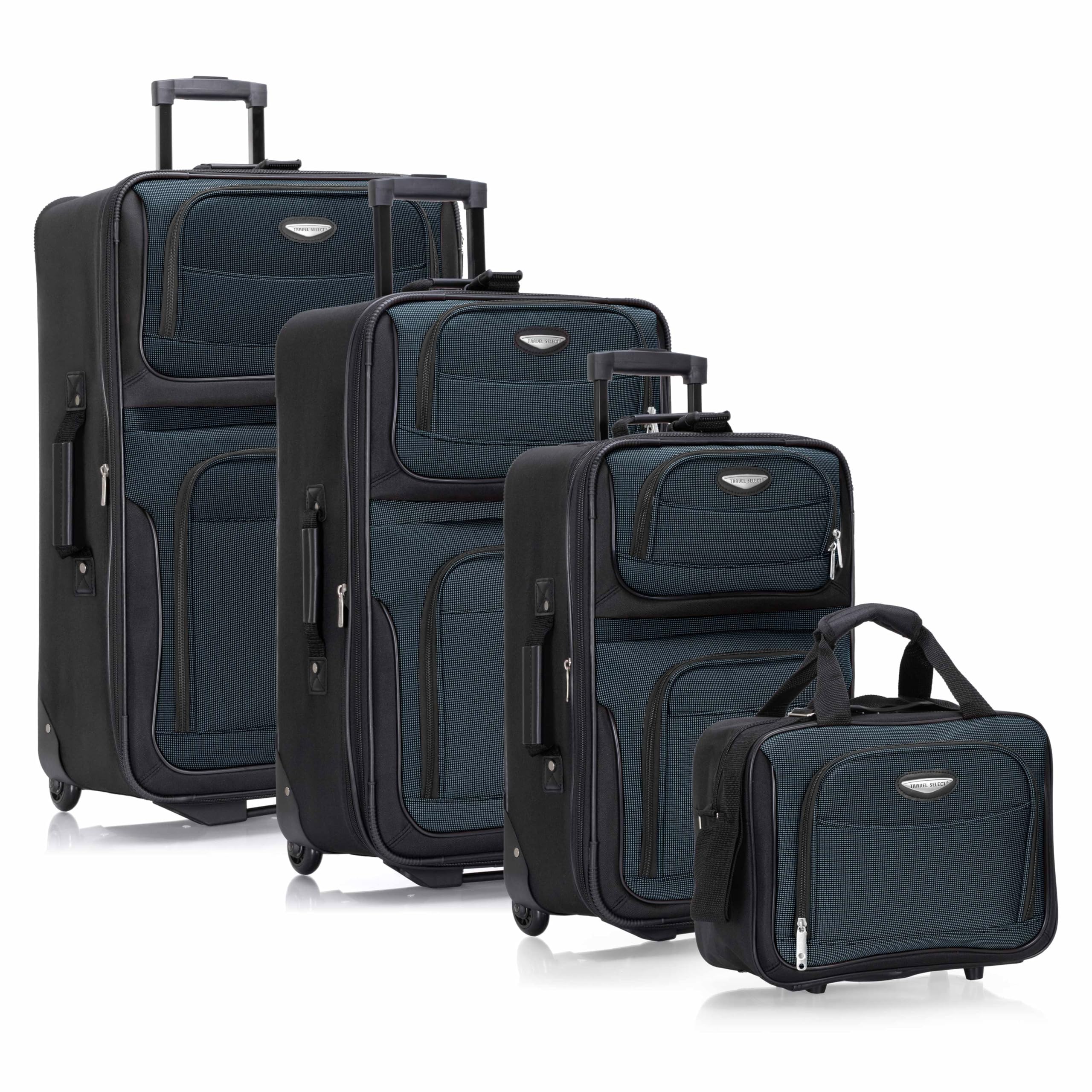 Amsterdam Softside Expandable Luggage with Rolling Wheels, Navy, 4-Piece Set (15/21/25/29)